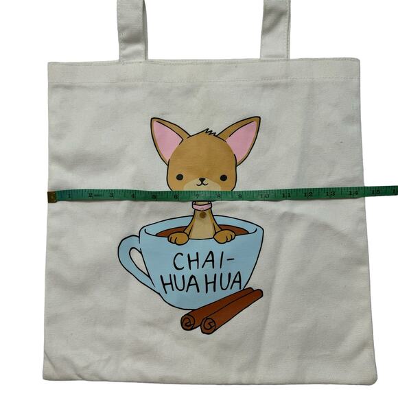 Chai-huahua Cute Tote Bag Chihuahua Chai Tea Funny Screen Print - Picture 4 of 6